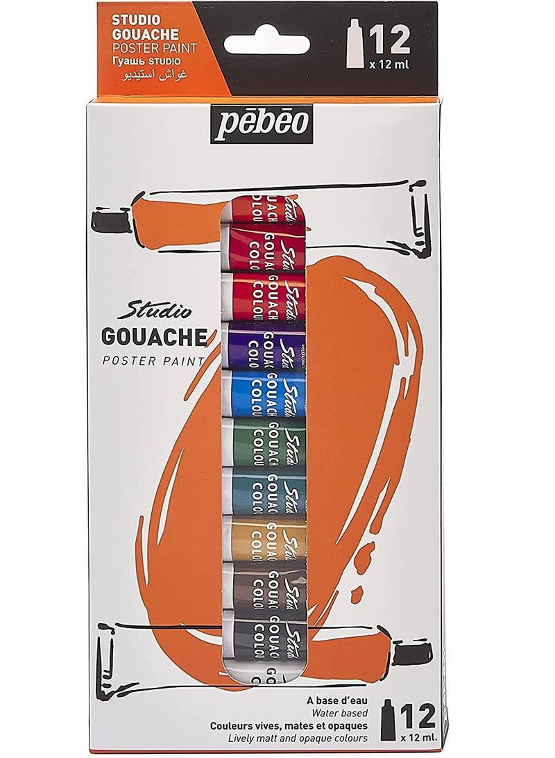 Pebeo Studio Gouache Set 12 Tubes 12 ml Set - Image 2
