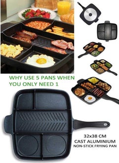 PAVITYAKSH PAVITYAKSH 5 in 1 Magic Non-Stick Pan for Grill Roasting Fry Multiple use Magic Frying Divided Pan Multipurpose Separation Pan, Multicolor  - Image 5