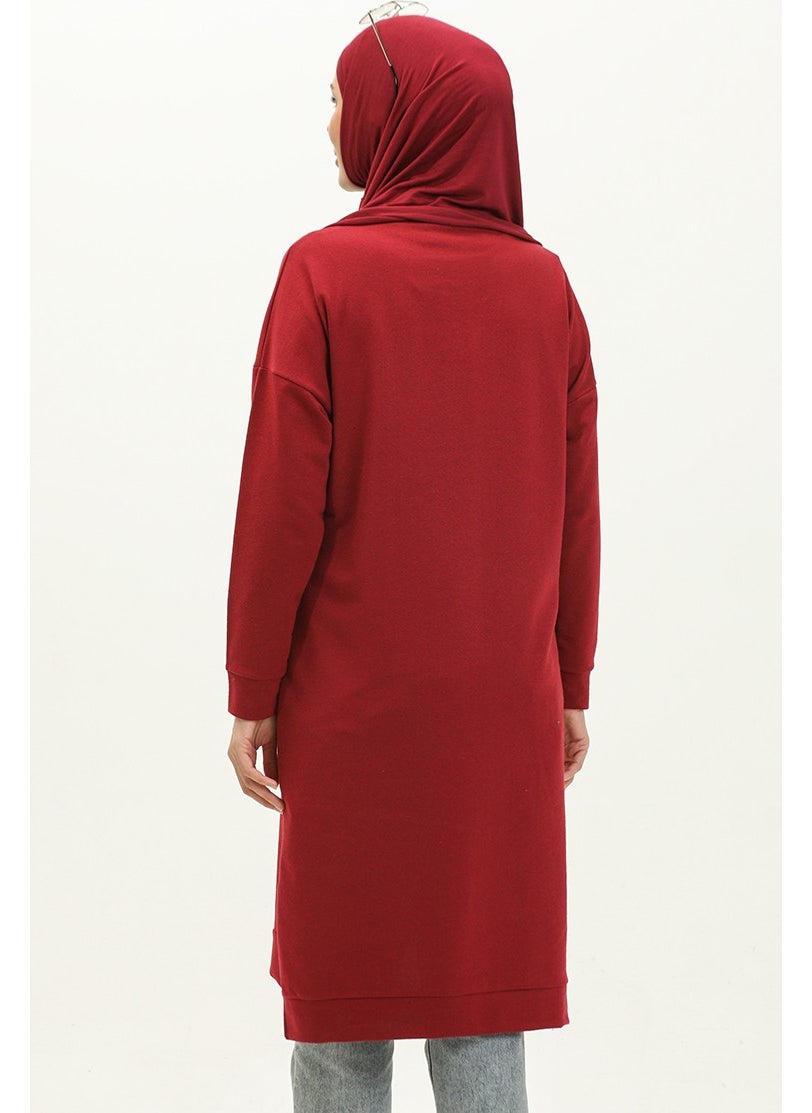 Sefa Merve Two Thread Slit Detailed Sports Tunic 3010-01 Claret Red  - Image 5