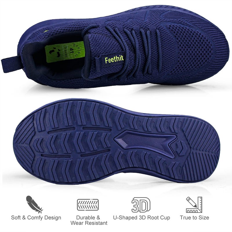 Feethit Mens Slip Resistant Shoes Lightweight Breathable Athletic Gym Tennis Walking Running Sneakers for Men Dark Blue 10 - Image 5