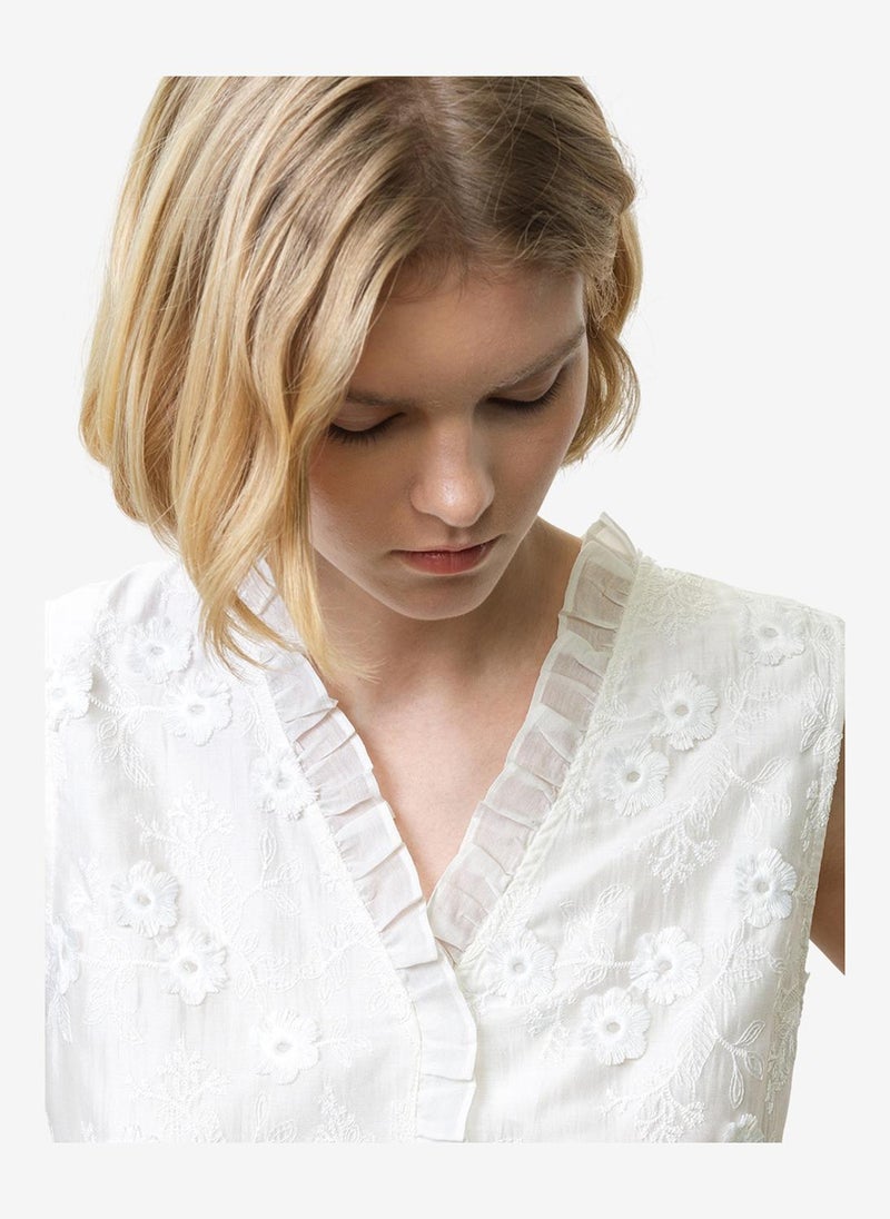 French Connection Women's Linen White Vani Cotton Peplum Top - Image 5