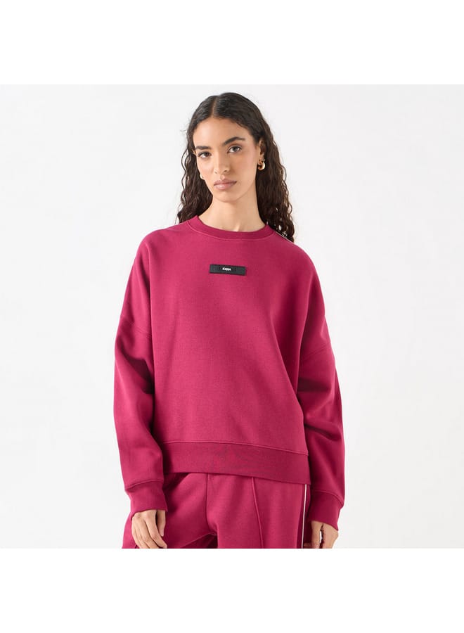 Kappa Kappa Logo Applique Sweatshirt with Long Sleeves and Crew Neck  - Image 1