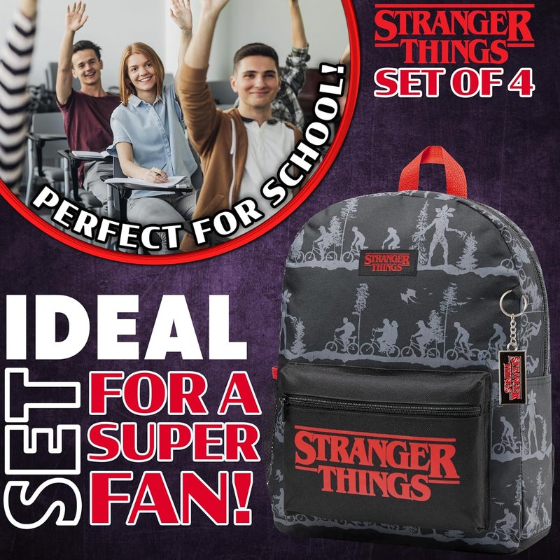 Stranger Things Backpack Kids Teenager School Backpack Set with Water Bottle Key Ring Lunch Bag School Leisure - Image 3