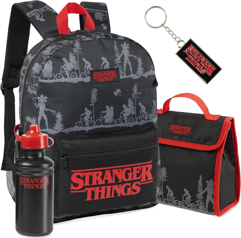 Stranger Things Backpack Kids Teenager School Backpack Set with Water Bottle Key Ring Lunch Bag School Leisure - Image 1