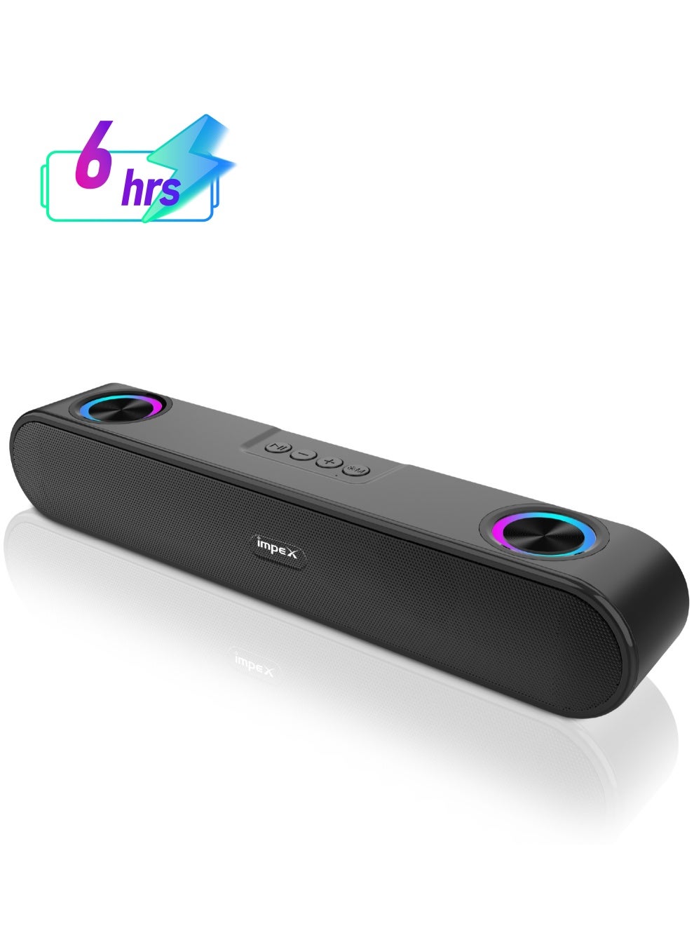 Impex Bluetooth Speaker with 1600W PMPO, 2000mAh Battery, Bluetooth 5.3, RGB Lights, Dual Passive Radiators, USB/TF/AUX/FM/TWS/Hand-Free, Type C Charging, ABS Metal Body - BTS 2012 Black