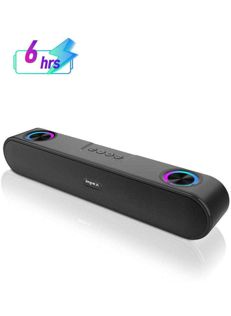 Impex Bluetooth Speaker with 1600W PMPO, 2000mAh Battery, Bluetooth 5.3, RGB Lights, Dual Passive Radiators, USB/TF/AUX/FM/TWS/Hand-Free, Type C Charging, ABS Metal Body - BTS 2012 Black - Image 1
