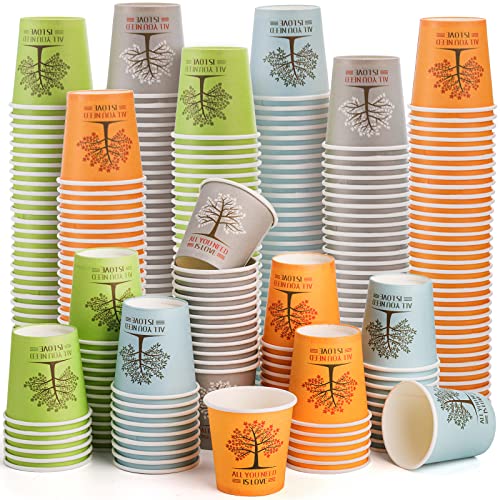 AVLA 800Pack Disposable Bathroom Drinking Cups 2 OZ Mini Colorful Espresso Cups for Parties Picnic Barbecue Travel and Events Tree Pattern