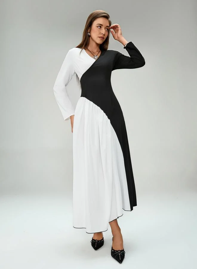 Take Two Take Two Color Block Long Sleeve Maxi Dress