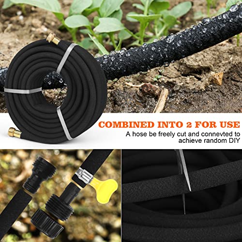 AIODE Soaker Hose 150 FT for Garden with 1/2" Diameter Irrigation Hose Save 70% of Water Solid Brass Interface Eminently Suitable for Lawn and Garden Bed Cover - Image 3
