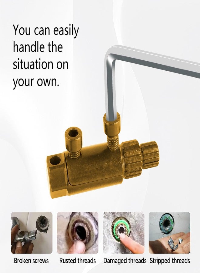 UwinVwin Broken Pipe & Valve Thread Extractor - Heavy-Duty Faucet Removal Tool for 1/2”, 3/4”, 1” Pipes, Stripped Screws & Damaged Bolts (Gold) - Image 5