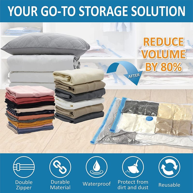 krupasadhya Reusable Ziplock Vacuum Bags for Clothes with Pump space saver vacuum storage bag for TravelPillow BlanketStorage CLoth Bags5 pcs1 pcLarge 2 pcsMedium 2 pcs Small - Image 3