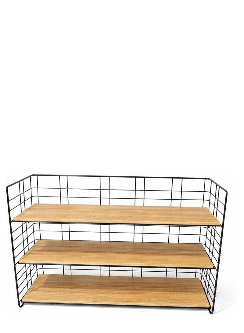Mug storage stand, 3 wooden shelves, rust-resistant metal frame, modern industrial design, for organizing coffee and beverages. - Image 4