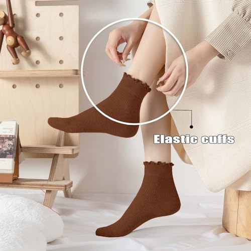 DarkCom 6 Pairs Women's Ruffle Socks Cute Ankle Super Soft Breathable Cool Frilly SocksFor Mary Jane Shoes - Image 3