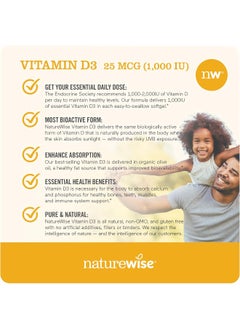 NatureWise Vitamin D3 1000Iu (25 Mcg) Healthy Muscle Function, And Immune Support, Non-Gmo, Gluten Free In Cold-Pressed Olive Oil, Packaging Vary (Mini Softgel), 360 Count  - Image 4