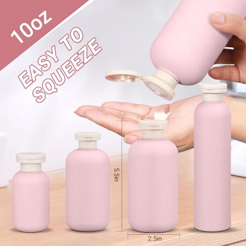 ASEVAT 10 oz Plastic Leak Proof Travel Bottles for Toiletries, Plastic Travel Size Containers, Shampoo and Conditioner Bottles Refillable Squeeze Bottle for Lotion, Body Wash (3Pcs) - Image 2