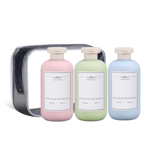 ASEVAT 10 oz Plastic Leak Proof Travel Bottles for Toiletries, Plastic Travel Size Containers, Shampoo and Conditioner Bottles Refillable Squeeze Bottle for Lotion, Body Wash (3Pcs) - Image 1