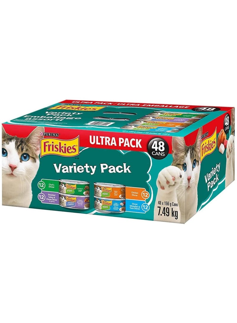 Friskies Cat Food Variety Pack, 48 count, Multicolor
