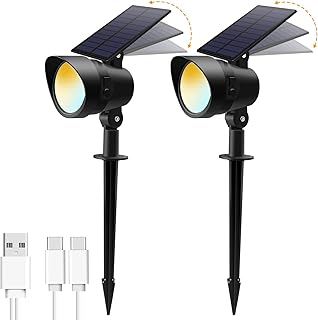 ALUSSO ALUSSO Solar Spot Lights Outdoor, Solar led Landscape Lights IP65 Waterproof, Solar Pathway Lights with 3 Lighting  - Image 1