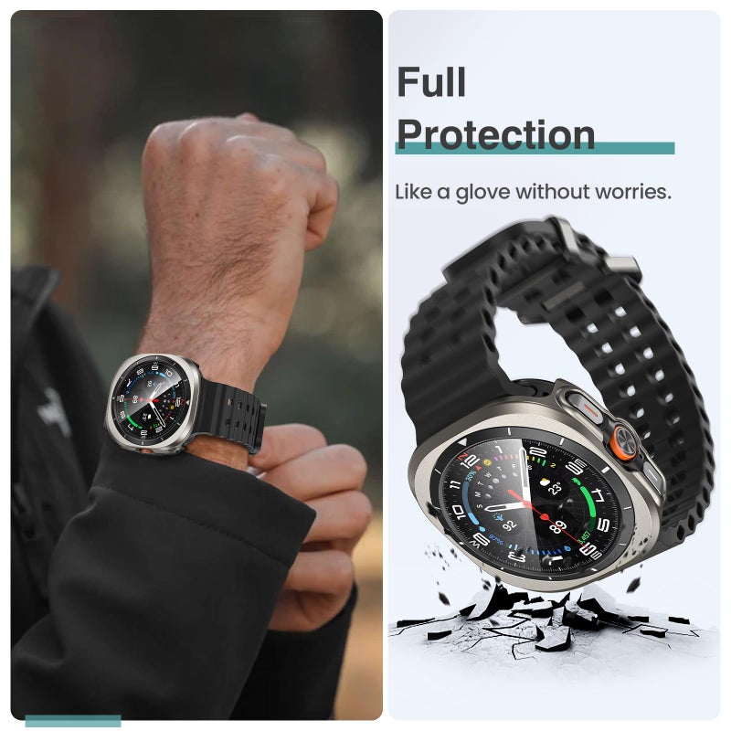 Tensea Multipack for Samsung Galaxy Watch Ultra 2025 / Galaxy Watch 7 Ultra 2024 47mm Accessories, Hard PC Bumper/HD Anti-Fog Tempered Glass Protective Film, Face Cover Set for Women Men - Image 5