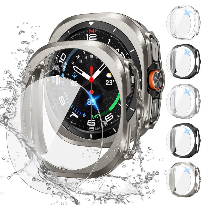 Tensea Multipack for Samsung Galaxy Watch Ultra 2025 / Galaxy Watch 7 Ultra 2024 47mm Accessories, Hard PC Bumper/HD Anti-Fog Tempered Glass Protective Film, Face Cover Set for Women Men - Image 1
