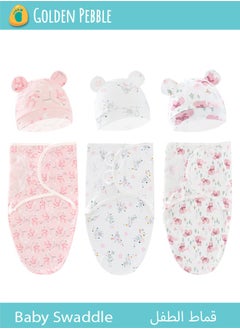 bbet Baby Swaddle , 6 PCS Swaddle Wrap for Babies ,Baby Wrapping Blanket  Cap Set  Baby Sleeping Bag   Newborn Infant Sleep Sack With Caps 100% Breathable Cotton 0-6 Month Newborn Baby Gift Set New Born Baby Items  - Image 1