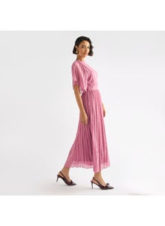 FAV Pleated Maxi Dress with Ruffle Sleeves  - Image 2