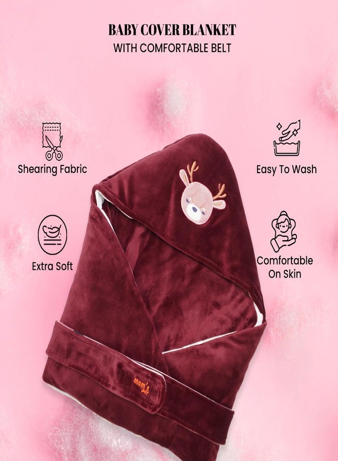 aRIC Baby Hooded Blanket, Shearing Velvet with Cute Design, Plush Winter Wrap (Blue) - Image 3