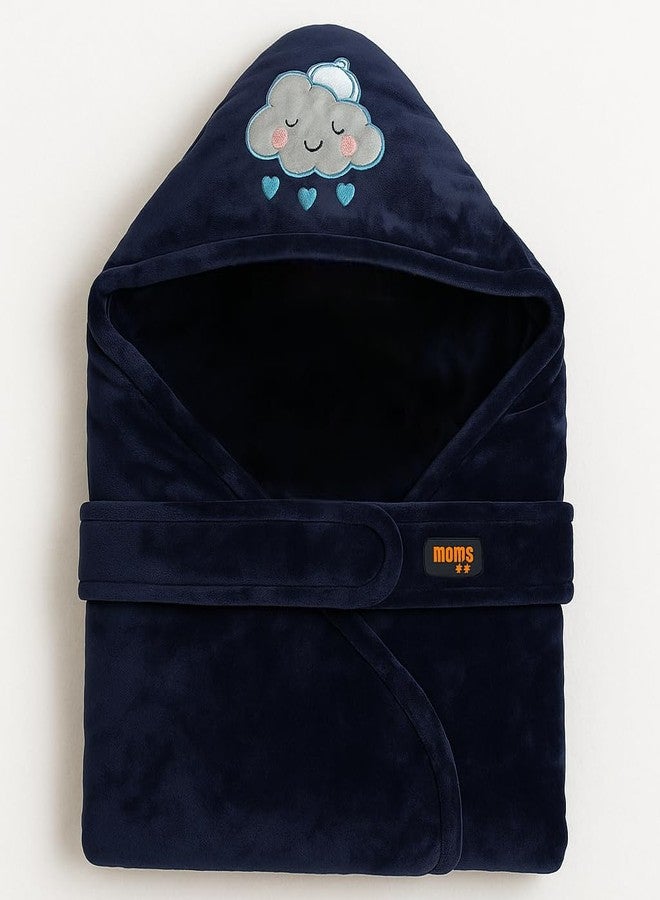 aRIC Baby Hooded Blanket, Shearing Velvet with Cute Design, Plush Winter Wrap (Blue) - Image 2