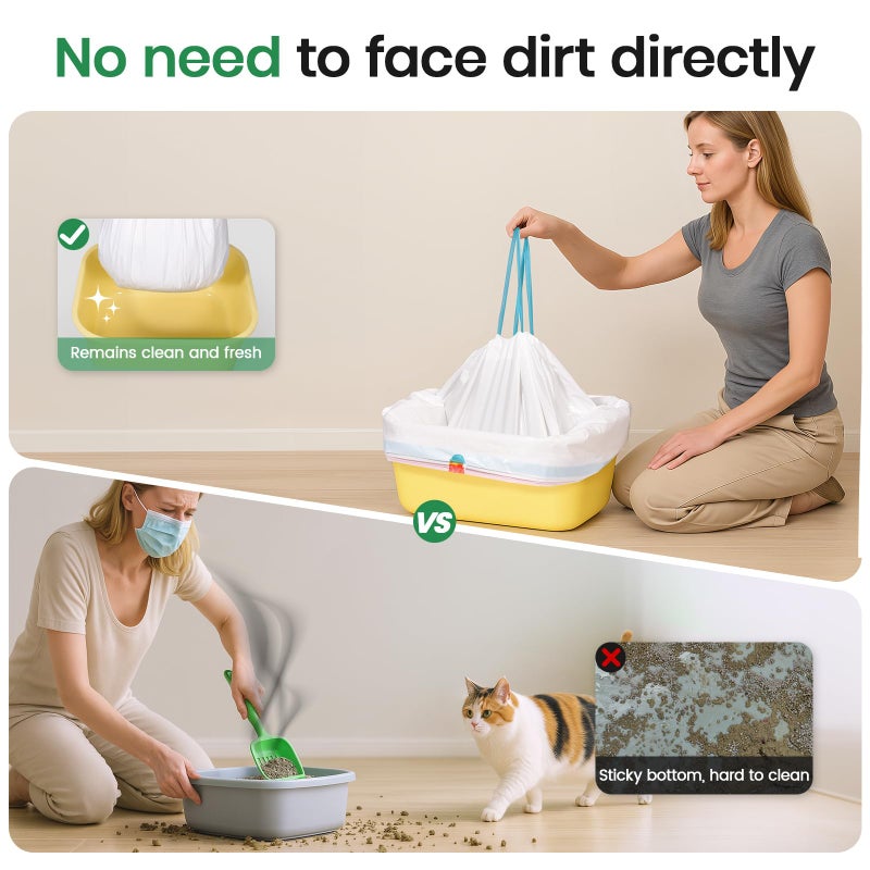 PETOCAT Sifting litter bags with 7-Day Litter System, Heavy Duty Thickened litter liners, 37x18 Inch (28 Pack) For Most Litter Boxes and Cat Supplies - Image 3
