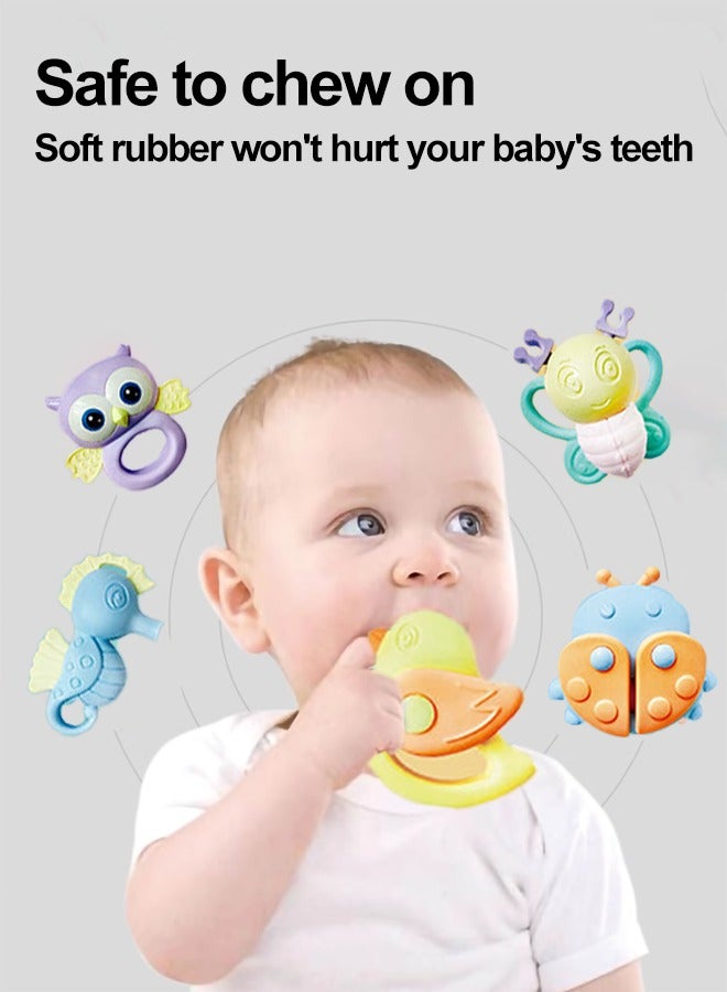 9PCS Baby Teething Set,Baby Teether, Baby Teething Toys,Chew Toy Soft Silicone Baby Teething Set,Safe Smoothened Edges,Boilable Baby Teethers Massage Set for Newborn Infant, 100% Bpa-Free Teether Set for Boys and Girls,New Candy Color Silicone Baby Teether,Infant Soothing Pain Relief for Baby - Image 3