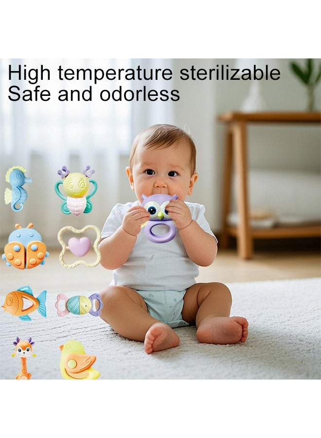 9PCS Baby Teething Set,Baby Teether, Baby Teething Toys,Chew Toy Soft Silicone Baby Teething Set,Safe Smoothened Edges,Boilable Baby Teethers Massage Set for Newborn Infant, 100% Bpa-Free Teether Set for Boys and Girls,New Candy Color Silicone Baby Teether,Infant Soothing Pain Relief for Baby - Image 4