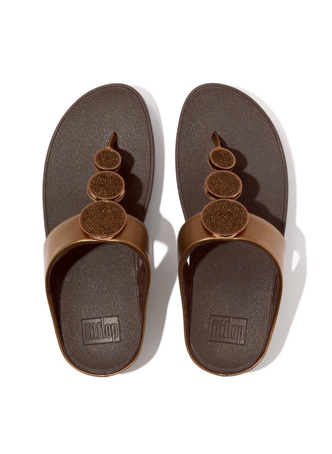 FitFlop 049-791 FITFLOP Ladies Sandals HJ1-012 Halo Bead-Circle Metallic Toe-Post Sandals - Bronze  - Image 2