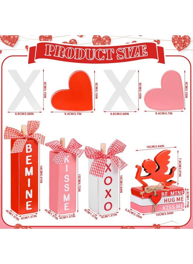 Vercraft 11 Pcs Valentine's Day Tiered Tray Decorations Valentine's Day Table Decoration Wood Faux Books Table Top Decor XOXO Wooden Sign Table Centerpiece for Valentine's Day - Image 4