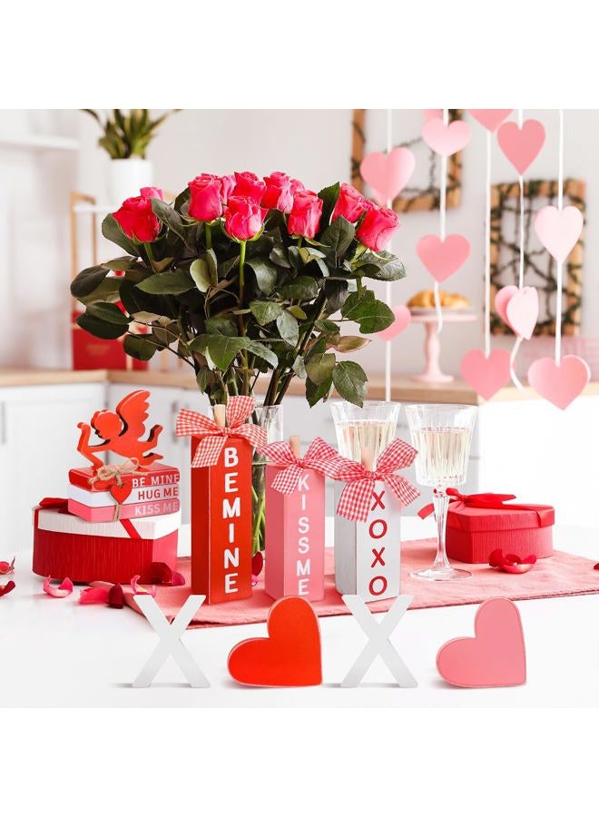 Vercraft 11 Pcs Valentine's Day Tiered Tray Decorations Valentine's Day Table Decoration Wood Faux Books Table Top Decor XOXO Wooden Sign Table Centerpiece for Valentine's Day - Image 2