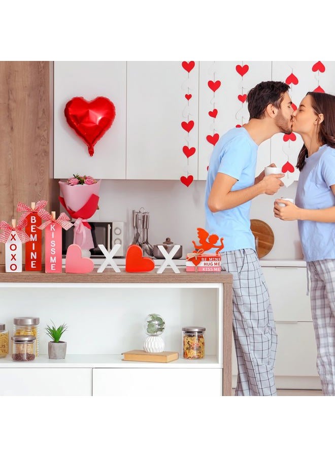 Vercraft 11 Pcs Valentine's Day Tiered Tray Decorations Valentine's Day Table Decoration Wood Faux Books Table Top Decor XOXO Wooden Sign Table Centerpiece for Valentine's Day - Image 3