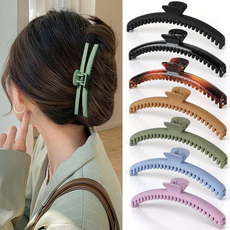 NAISIER Hold Everything Hair Claw Clips Perfect for Thick and Thin Hair Straight, Wavy and Curly Strong Clip,Non-Slip 7 Colors Double Row Teeth Hair Claw Clips With 52 teeth. 