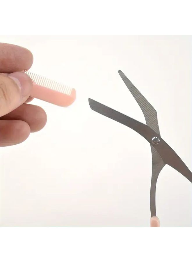 Stainless Steel Precision Eyebrow Scissors Purple Handle Left And Right Hand Design Professional Home Beauty Tool Durable Metal Eyebrow Shaper - Image 2