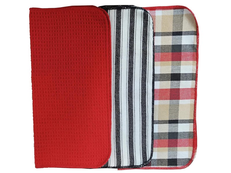 Whatever At Home Premium Kitchen Cloth Napkin Towel Set of 6 pieces with 4 sides overclocked 100 Cotton Multi Colour MultiPurpose with Super Absorbency Kitchen Cleaning Cloth Duster 14 x 14 Inches 250 GSM - Image 3