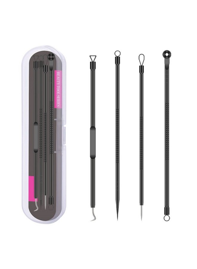 TULOBI Blackhead Remover Pimple Popper Tool Kit 4 Pcs Acne Comedone Zit Blackhead Extractor Tool For Nose Facestainless Steel Whitehead Popping Removal Tool Set - Image 1