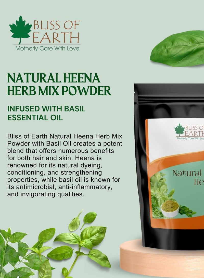 BLISS OF EARTH Bliss of Earth Herbal Henna for Hair Basil & Lavander Special Combo Blended with Herbs Amla, Neem, Babul Gum, & Essential Oils for Long Lasting Hair Color, Hair Nourishment & Health – Pack of 2 x 100g - Image 2