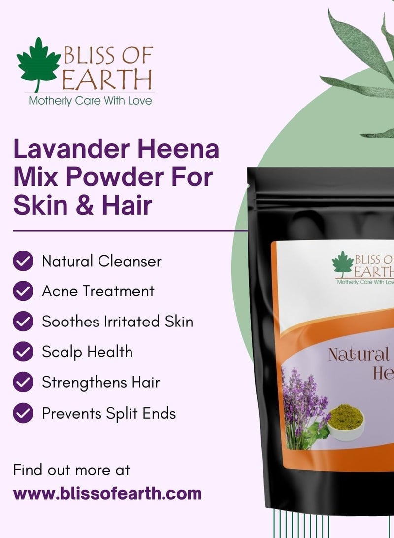BLISS OF EARTH Bliss of Earth Herbal Henna for Hair Basil & Lavander Special Combo Blended with Herbs Amla, Neem, Babul Gum, & Essential Oils for Long Lasting Hair Color, Hair Nourishment & Health – Pack of 2 x 100g - Image 3