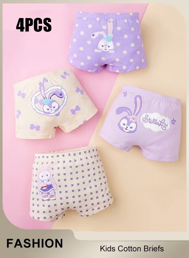 أخبار 4 ملخصات من القطن حزمة للأطفال ، شورتات فتاة صغيرة ، ملخصات طقطقة لطيفة ، ملخصات ملاكمة للفتيات مع حزام ناعم الراحة ، ملخصات شورتات للتنفس للأطفال من 3 إلى 7 سنوات - Image 1