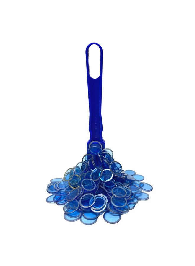Mr Chips Made In Usa Bingo Magnetic Wand & ¾ Inch Blue Plastic Chips With Metal Rings - 200 Upgraded Pieces Bingo Chips Magnetic, Support American Jobs - Image 1