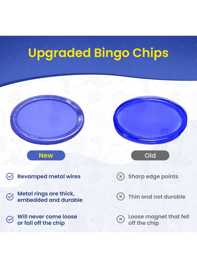 Mr Chips Made In Usa Bingo Magnetic Wand & ¾ Inch Blue Plastic Chips With Metal Rings - 200 Upgraded Pieces Bingo Chips Magnetic, Support American Jobs - Image 4