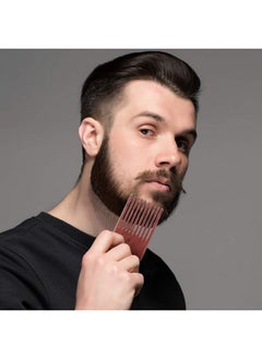 Patelai 2 Pieces Wooden Beard Comb Wood Hair Pick Comb Beard Pick Comb Wooden Hair Picks Long Tooth Detangling Comb For Women Men (Natural Color) (Reddish Brown)  - Image 4