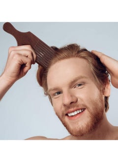 Patelai 2 Pieces Wooden Beard Comb Wood Hair Pick Comb Beard Pick Comb Wooden Hair Picks Long Tooth Detangling Comb For Women Men (Natural Color) (Reddish Brown)  - Image 5