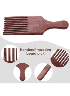 Patelai 2 Pieces Wooden Beard Comb Wood Hair Pick Comb Beard Pick Comb Wooden Hair Picks Long Tooth Detangling Comb For Women Men (Natural Color) (Reddish Brown)  - Image 3