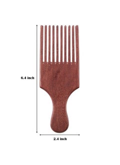 Patelai 2 Pieces Wooden Beard Comb Wood Hair Pick Comb Beard Pick Comb Wooden Hair Picks Long Tooth Detangling Comb For Women Men (Natural Color) (Reddish Brown)  - Image 2