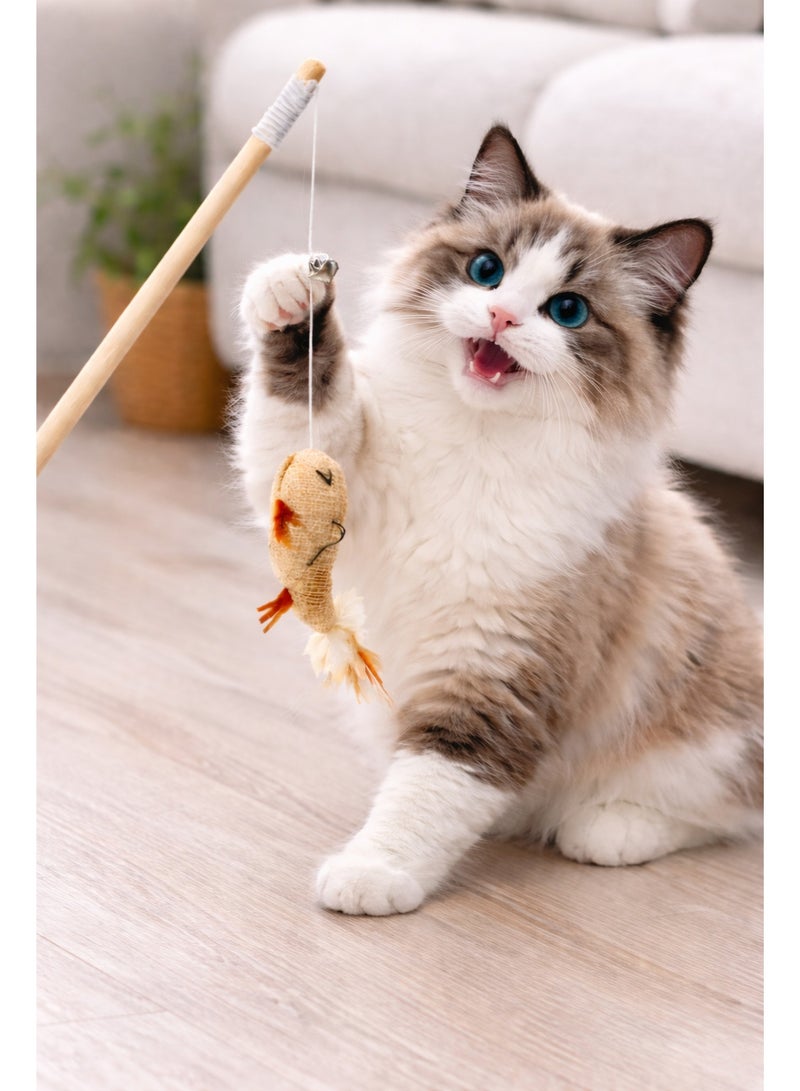 Petto Cat Teaser Wand Toy with Hanging Mouse - Image 1