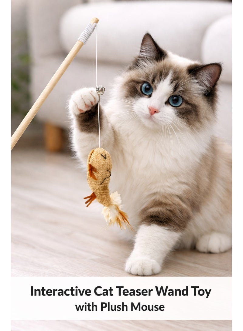 Petto Cat Teaser Wand Toy with Hanging Mouse - Image 2